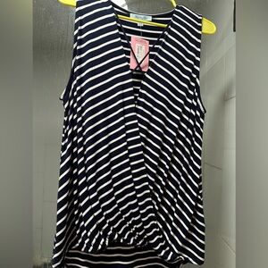 Navy and White Striped Sleeveless Top